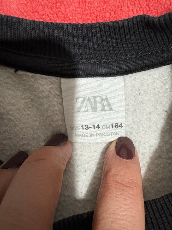 Zara 13-14 Yaş Gri Siyah Raglan Kollu Sweatshirt - Görsel 3