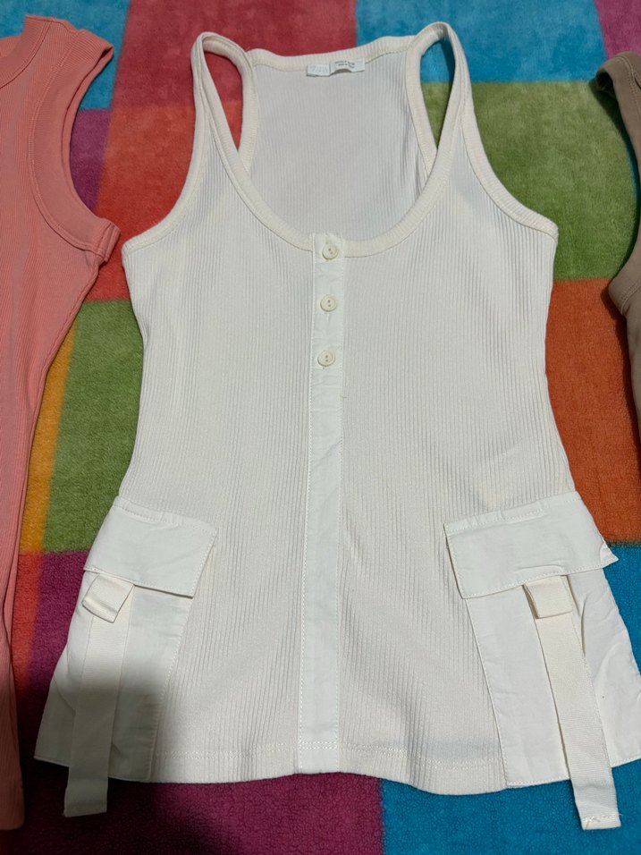 Zara Marka Kadın Renkli Pamuklu Mini Bodyler - Görsel 5