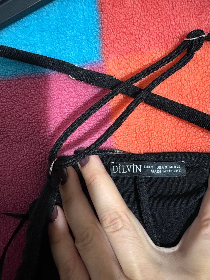 Dilvin Siyah Drapeli Uzun Askılı Elbise - Görsel 3