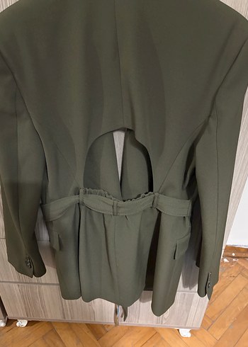 Zara Kemerli Haki Kadın Blazer Ceket - Görsel 3