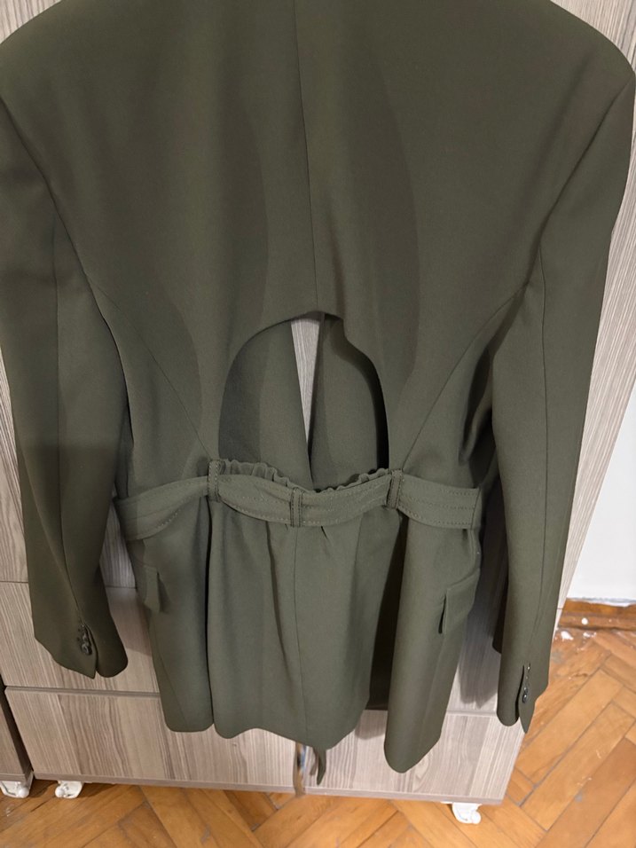 Zara Kemerli Haki Kadın Blazer Ceket - Görsel 3