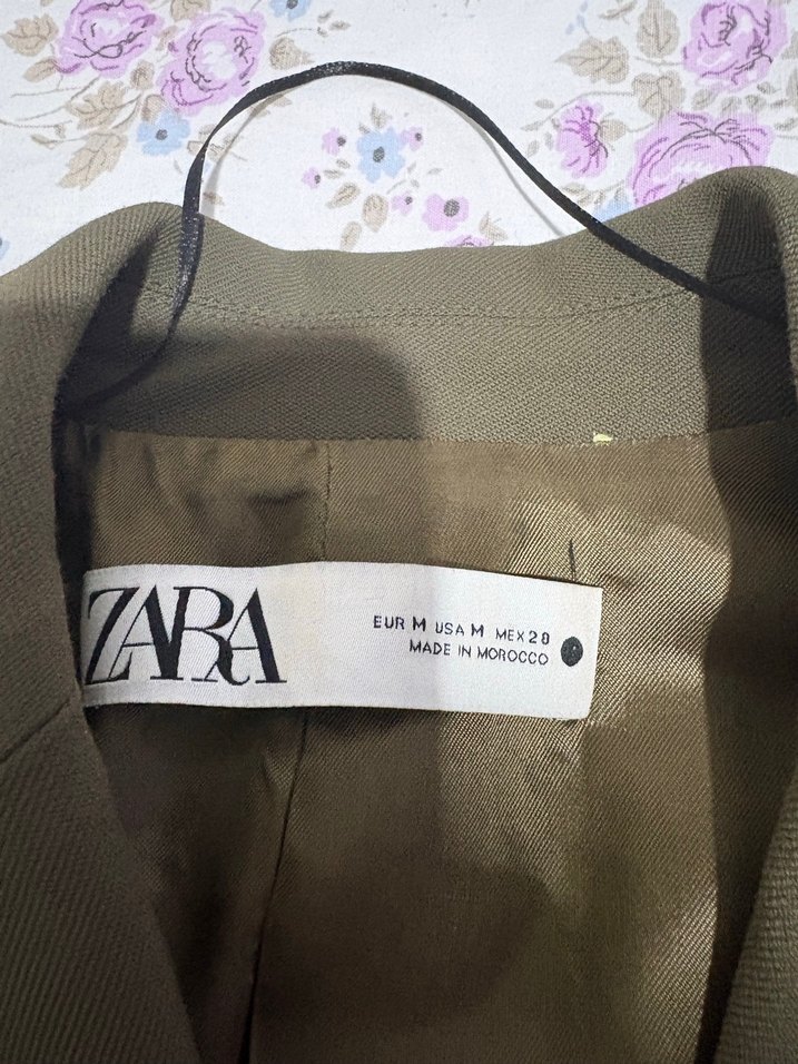 Zara Kemerli Haki Kadın Blazer Ceket - Görsel 4