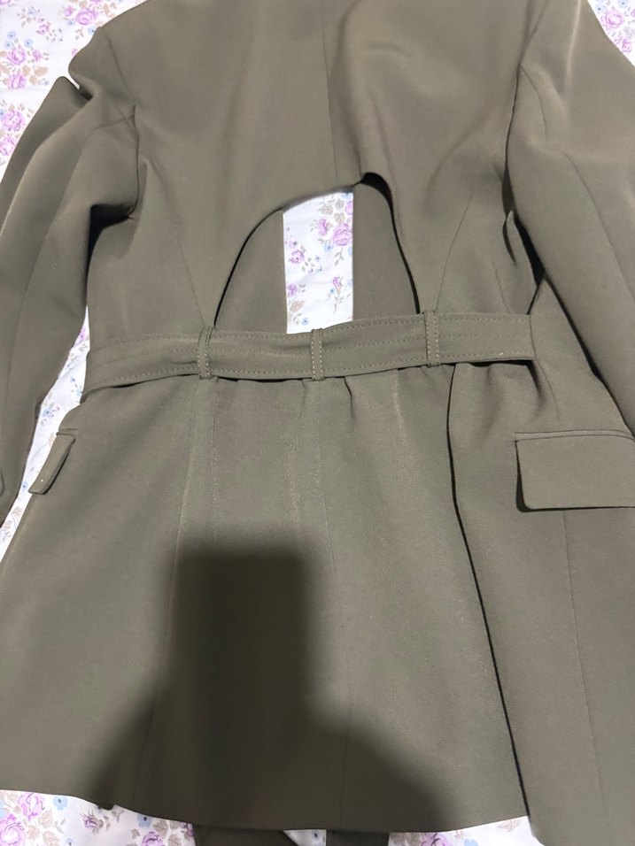 Zara Kemerli Haki Kadın Blazer Ceket - Görsel 5