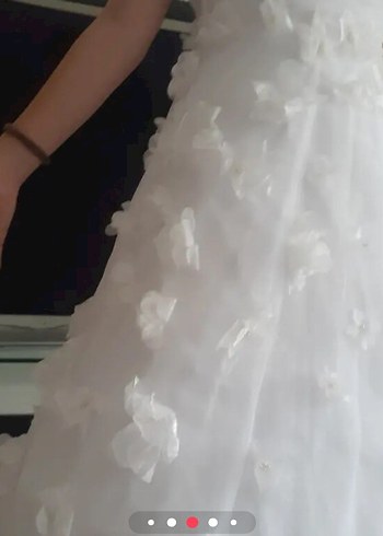 Beyaz Straplez Midi A-Line Gelinlik - Görsel 5