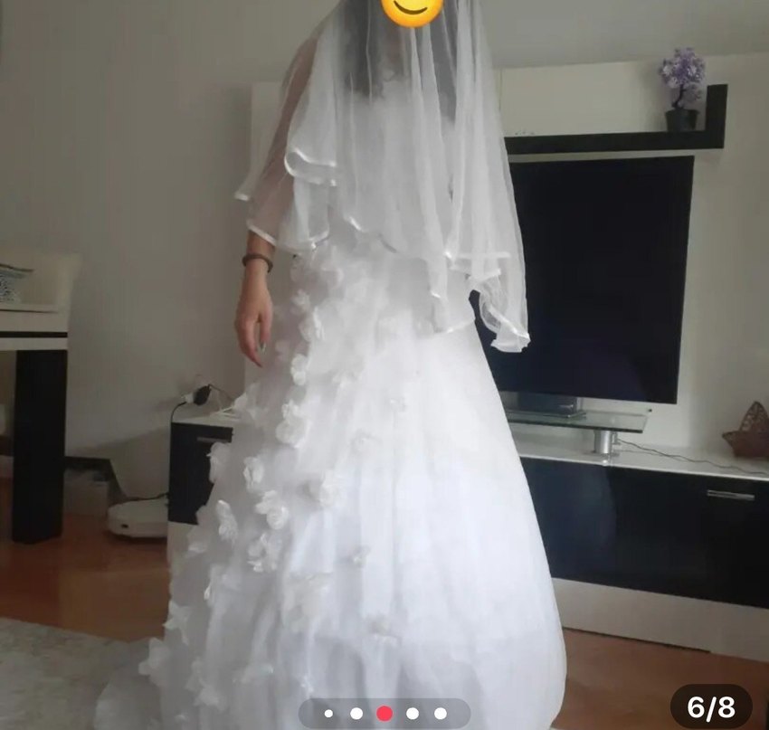 Beyaz Straplez Midi A-Line Gelinlik - Görsel 4