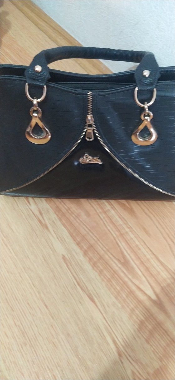 Siyah Deri Kadın Çanta Fermuarlı - Görsel 2