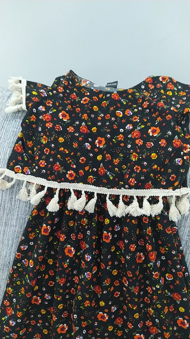 Çiçekli Püsküllü Bohem Kız Elbisesi - Görsel 2
