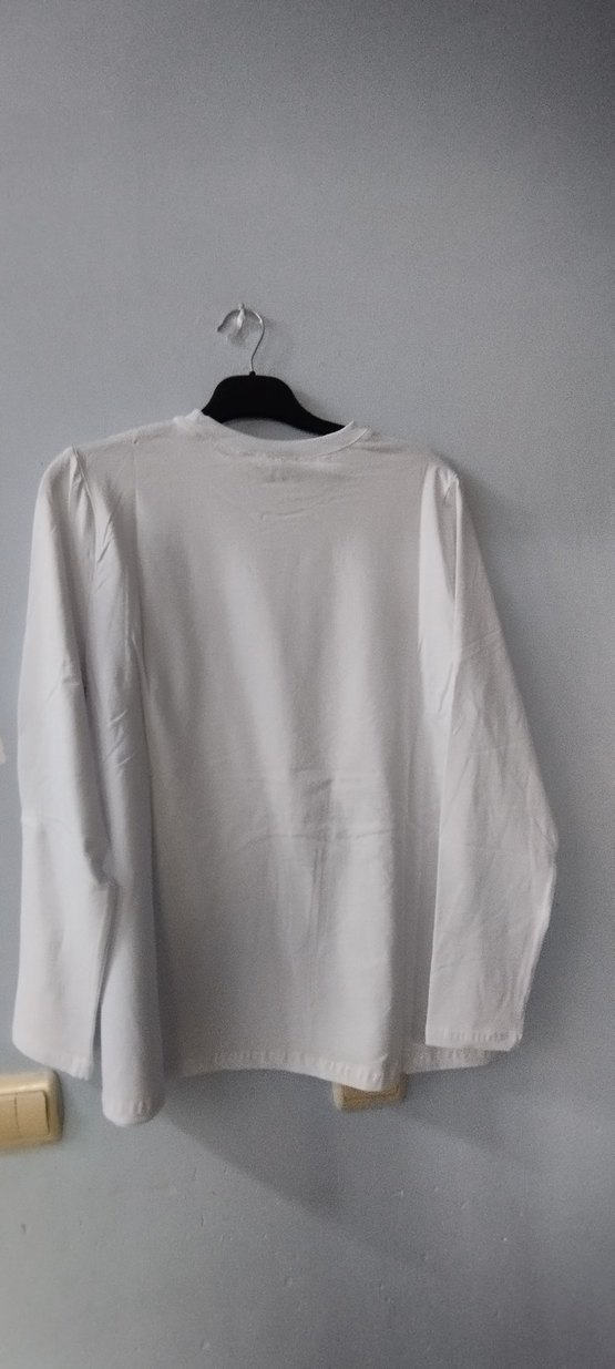 Beyaz Uzun Kollu Basic Ketme Tişört - Görsel 2