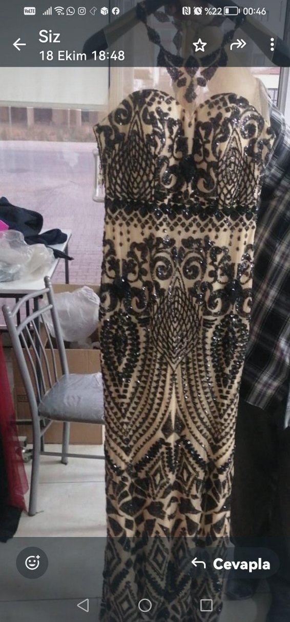 Dantel Detaylı Straplez Uzun Elbise M beden - Görsel 2