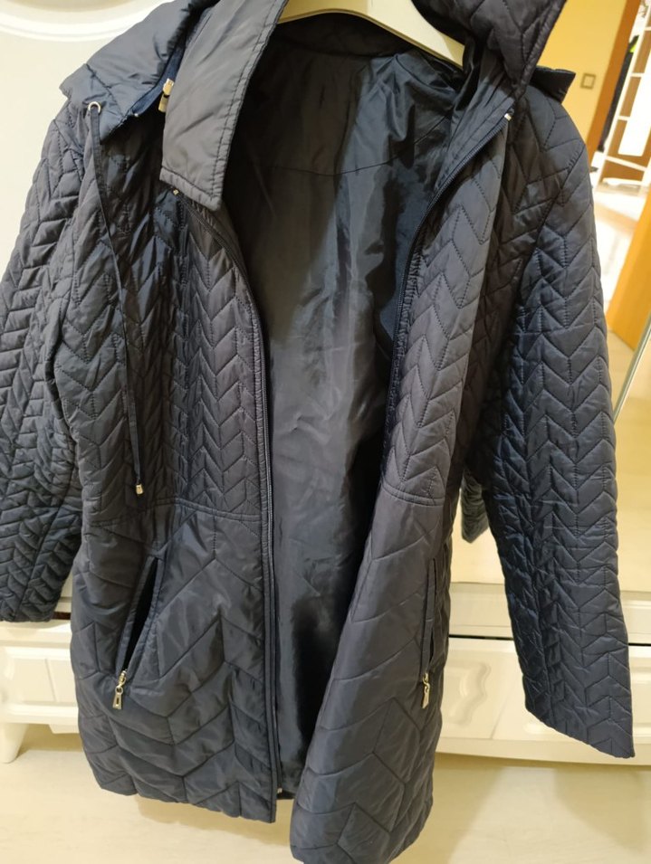 Kapitone Mavi Kadın Kışlık Mont - Görsel 2