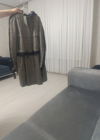 Kadın Bej Kuşaklı Uzun Trençkot - Görsel 2