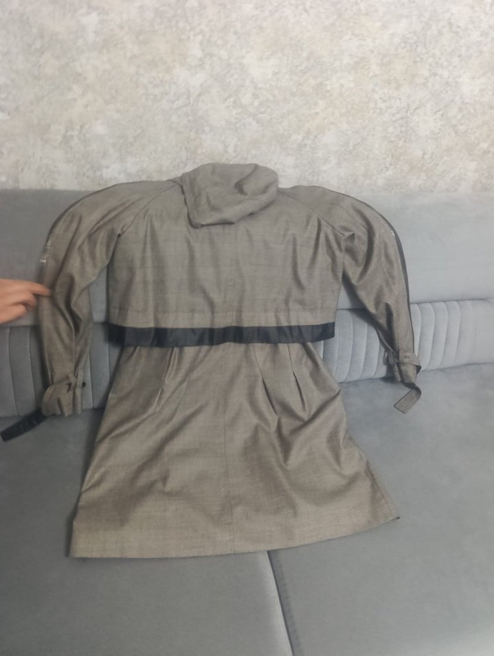 Kadın Bej Kuşaklı Uzun Trençkot - Görsel 4