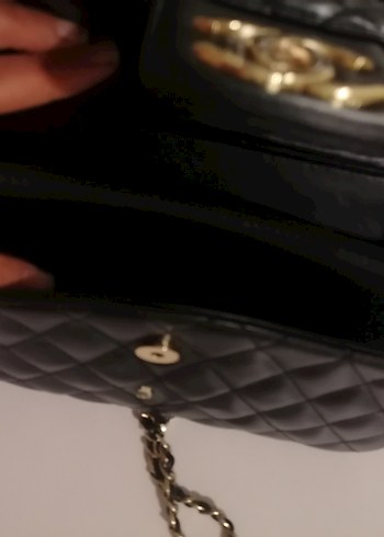 Zincir Detaylı Siyah Deri Kadın Çanta - Görsel 3