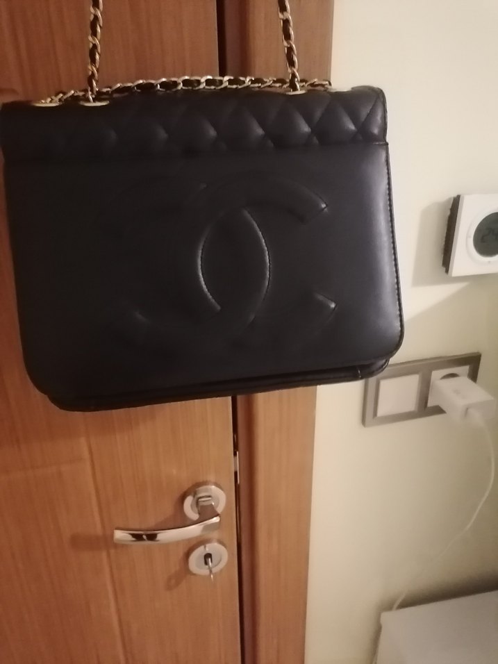 Zincir Detaylı Siyah Deri Kadın Çanta - Görsel 5