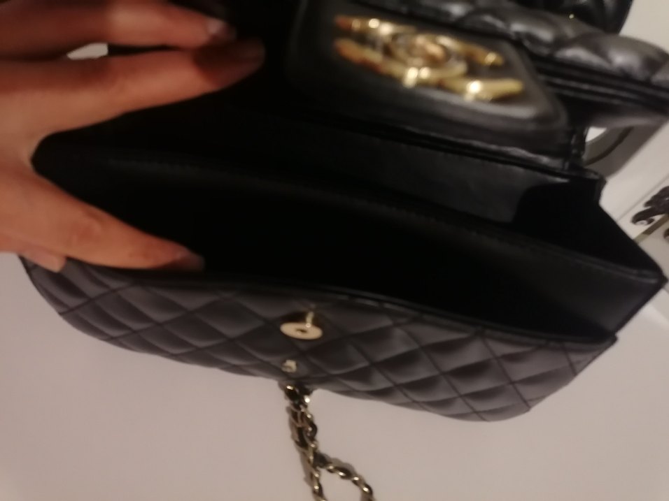 Zincir Detaylı Siyah Deri Kadın Çanta - Görsel 3