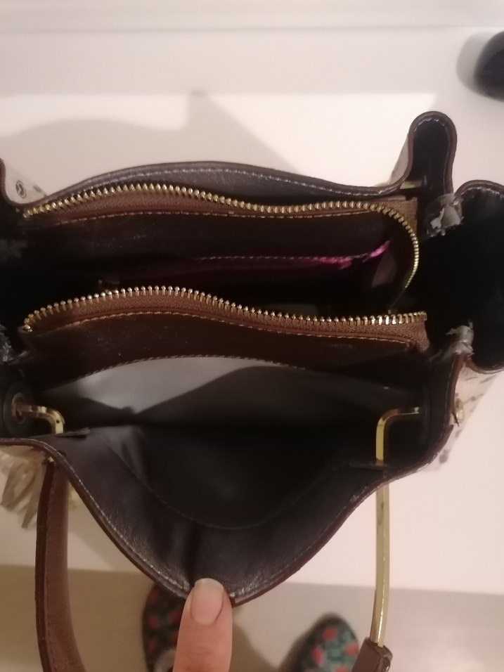 Kahverengi Deri Kadın Çanta orjinal - Görsel 3