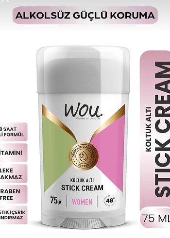 Wou Kadın Alkolsüz Stick Deodorant 75 ml - Görsel 3