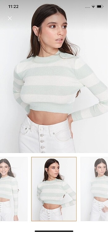 cizgili crop top