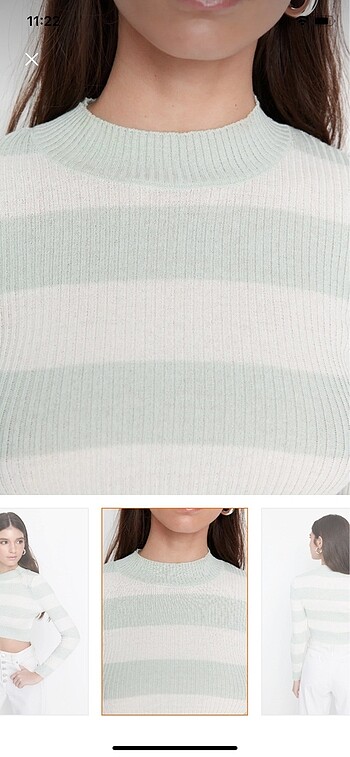 s Beden yeşil Renk cizgili crop top