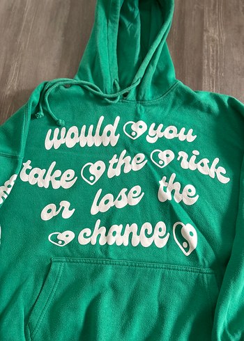 xs Beden Yeşil Kapüşonlu Rahat Kesim Sweatshirt