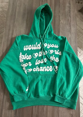 Yeşil Kapüşonlu Rahat Kesim Sweatshirt