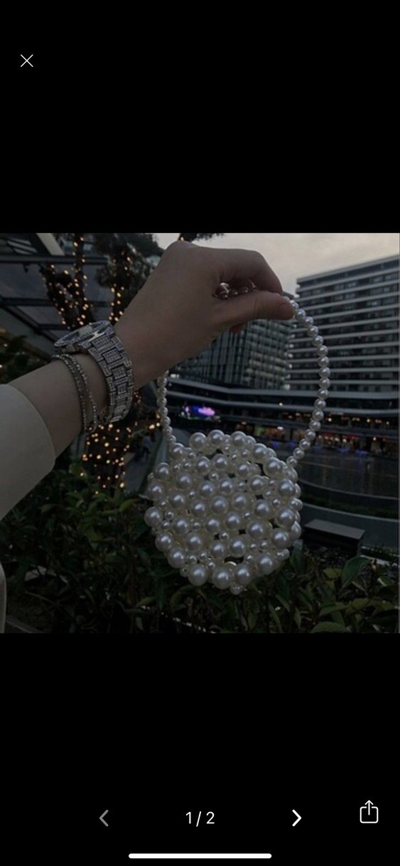 İnci Boncuklu Vintage Kadın Çanta - Görsel 2