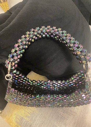 Boncuk İşlemeli Çok Renkli Örgü Çanta - Görsel 5