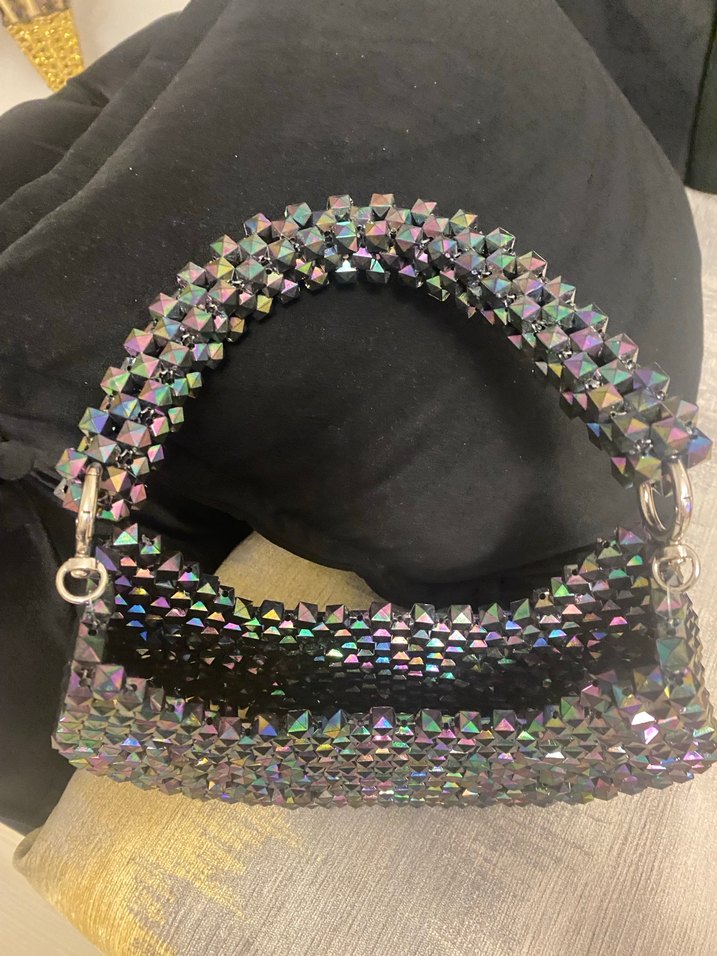 Boncuk İşlemeli Çok Renkli Örgü Çanta - Görsel 5