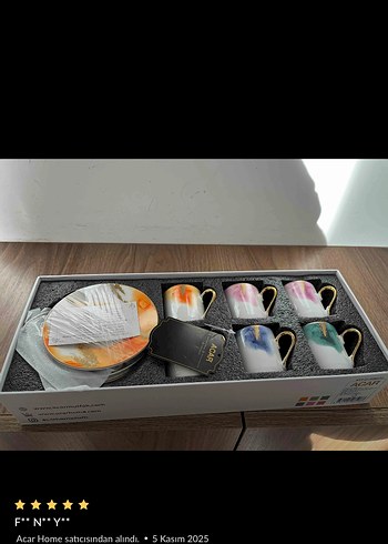 Pastel Renkli Altın Kulplu Kahve Fincan Seti - Görsel 3