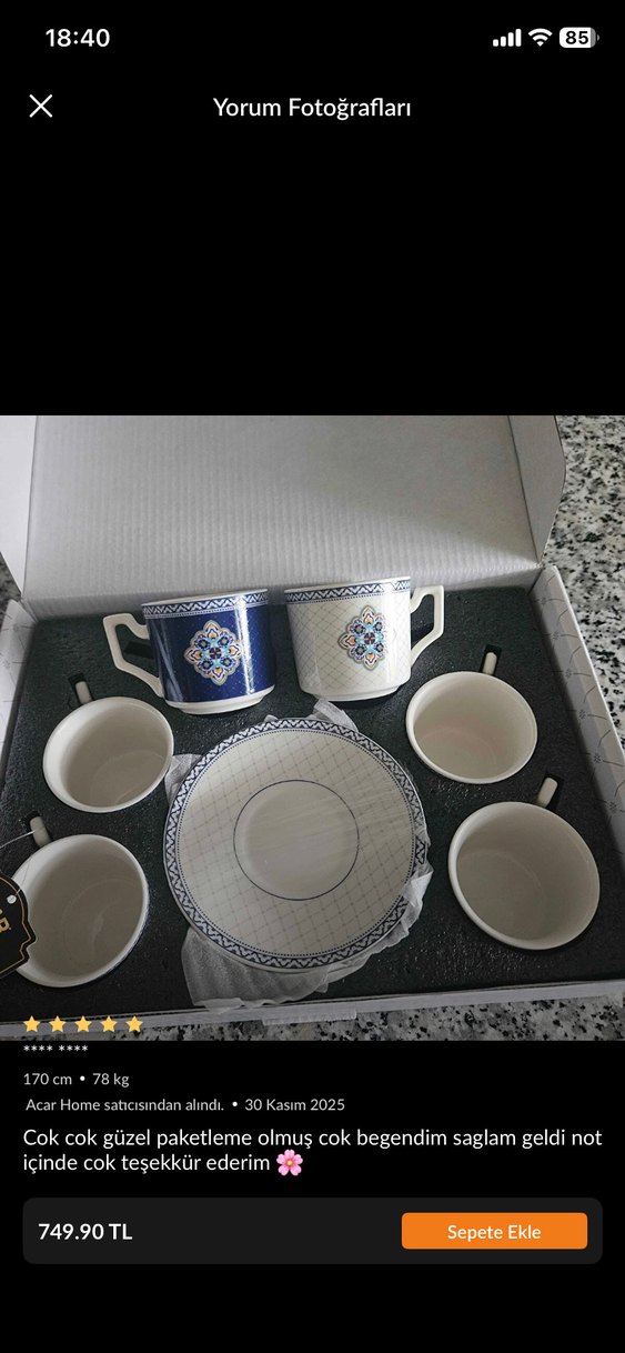 Koyu Mavi Desenli Kahve Fincanı ve Tabağı - Görsel 3