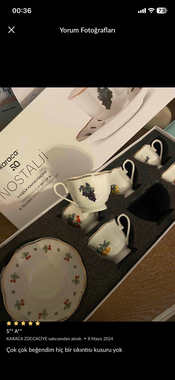 Beyaz Meyve Desenli Porselen Fincan Seti - Görsel 3