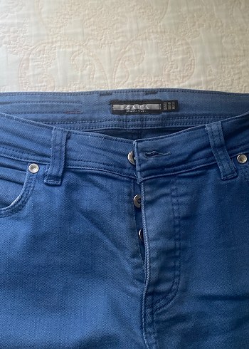 Düğmeli Mavi Erkek Kot Pantolon - Görsel 3