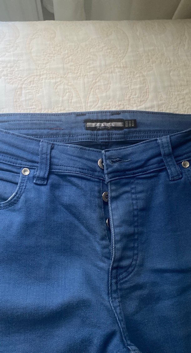 Düğmeli Mavi Erkek Kot Pantolon - Görsel 3