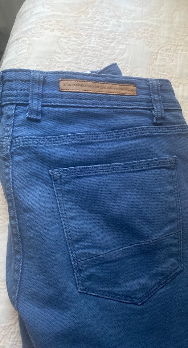 Düğmeli Mavi Erkek Kot Pantolon - Görsel 5