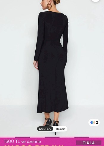 Siyah Uzun Kollu Uzun Elbise - Görsel 3