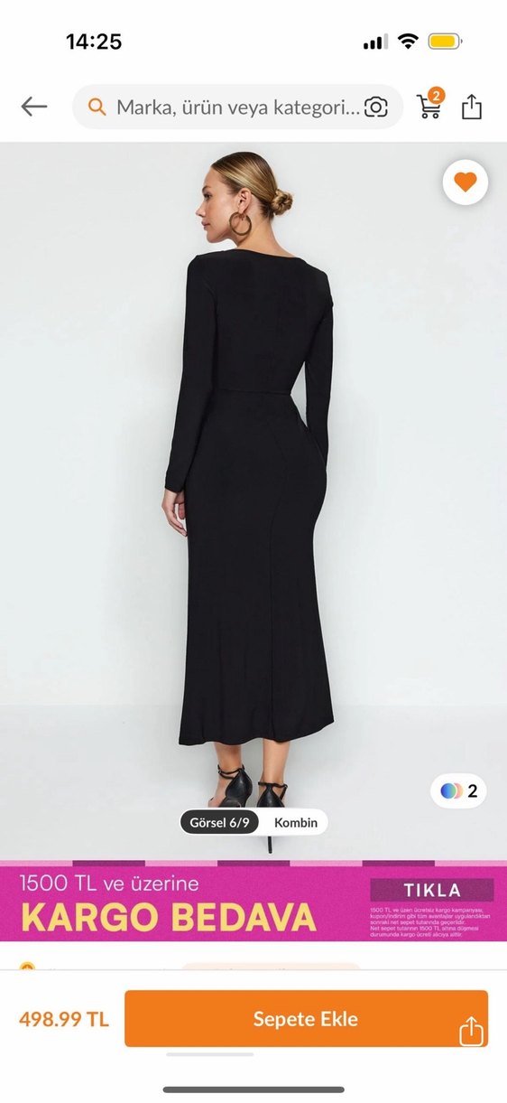 Siyah Uzun Kollu Uzun Elbise - Görsel 3