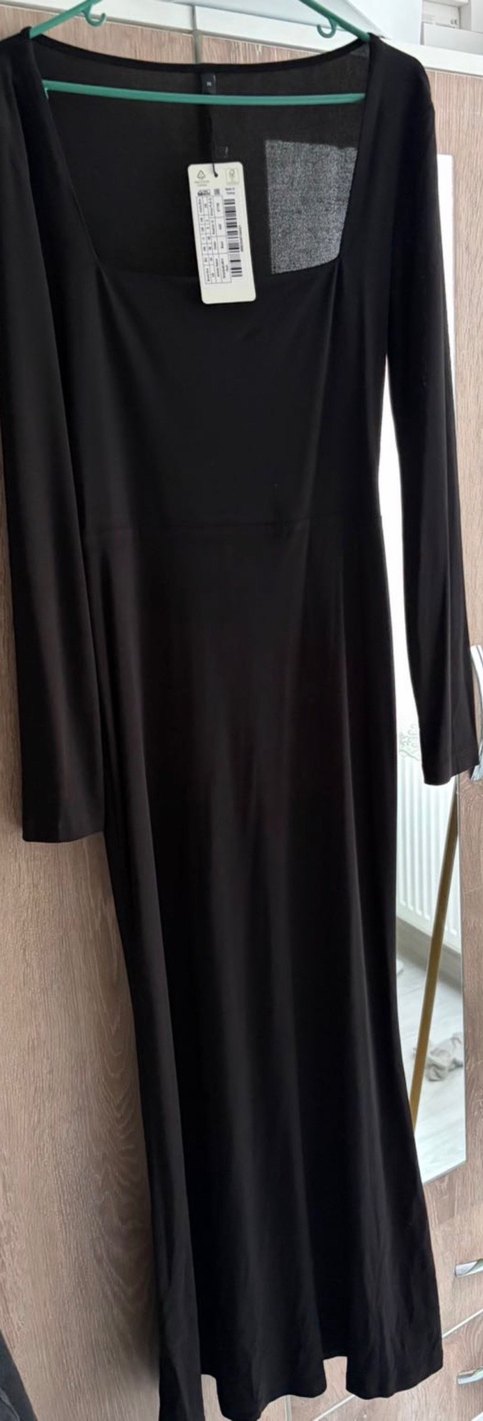 Siyah Uzun Kollu Uzun Elbise - Görsel 4