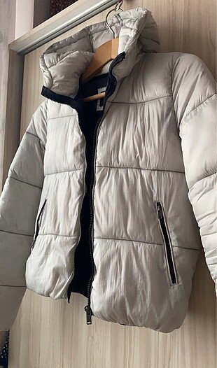 Bershka Metalik Gri Şişme Mont