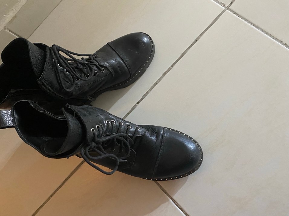 Siyah Deri Bağcıklı  Bot - Görsel 4