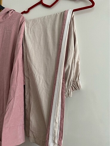 Süet Eşfoman takımı / pudra pembe - Görsel 4