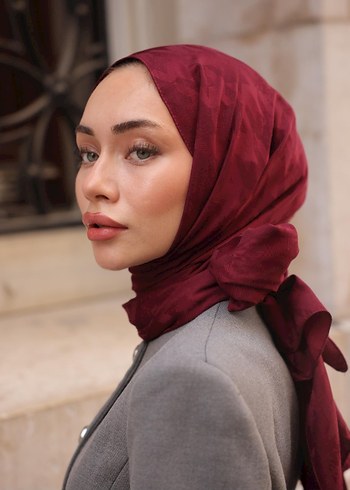 Bordo İtalyan Jakar  Şal - Görsel 2