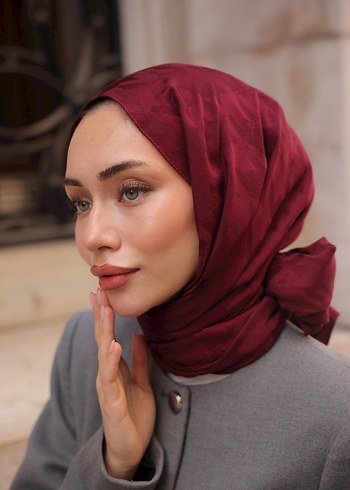 Bordo İtalyan Jakar  Şal - Görsel 3