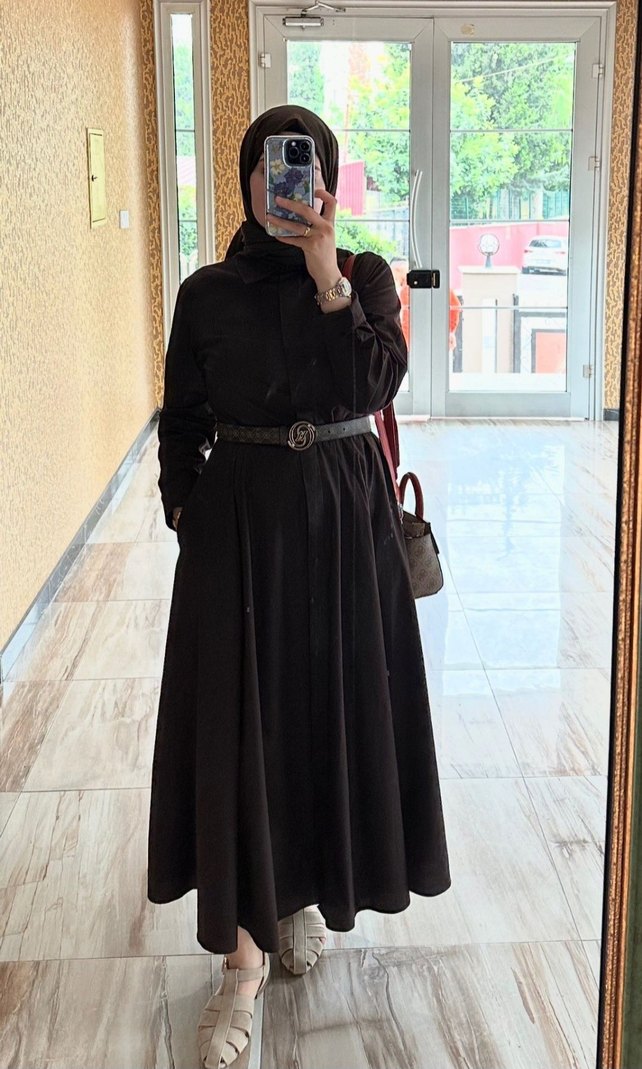 Vakko Kadın Aci Kahve Monogram Deri Kemer Altın Tokalı - Görsel 2