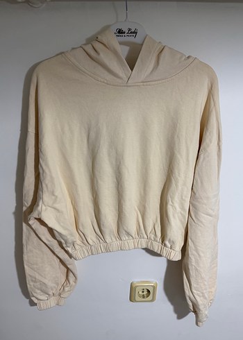 Bej Kadın Kapüşonlu Uzun Kollu Sweatshirt