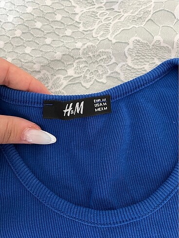 H&M Saks mavisi tişört