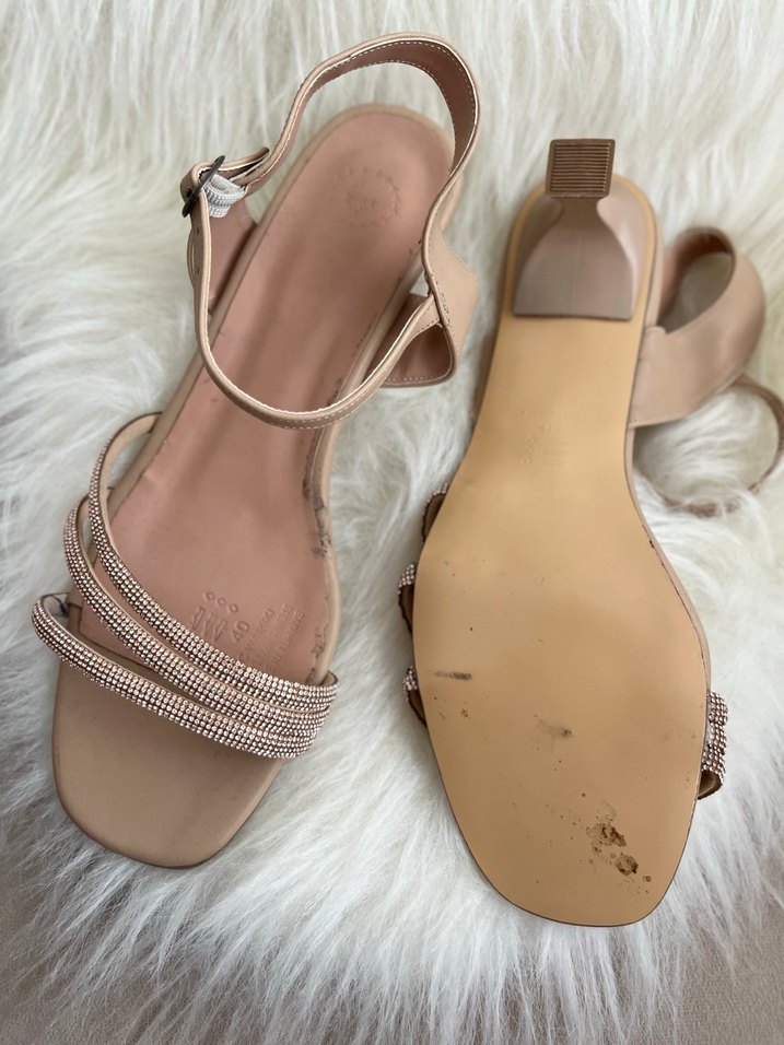 Bej Kadın Dolgu Topuklu Tokalı Abiye Ayakkabı (Defolu) - Görsel 3