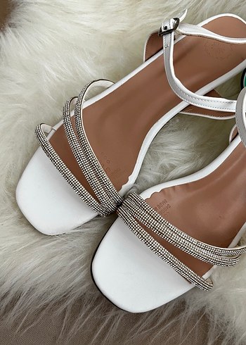 Beyaz  Topuklu Kadın Abiye Ayakkabı - Görsel 3