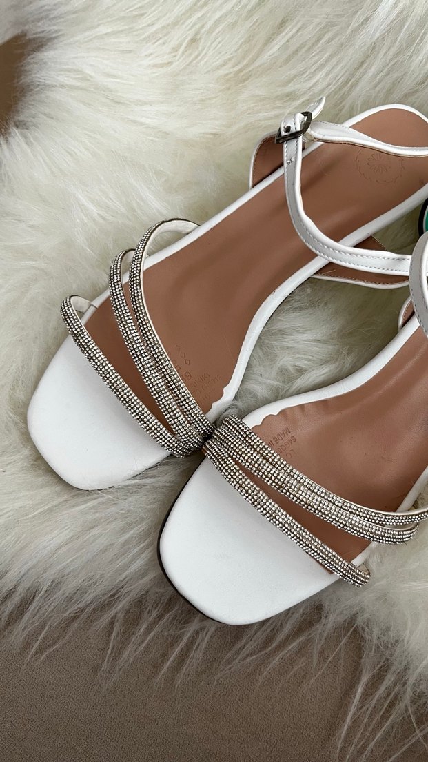 Beyaz  Topuklu Kadın Abiye Ayakkabı - Görsel 3