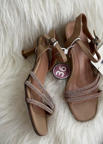 Bej  Topuklu Kadın Ayakkabı - Görsel 2