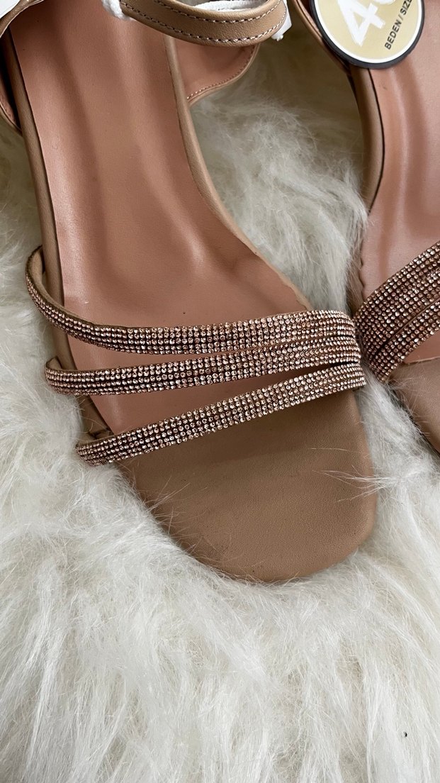 Bej  Topuklu Kadın Abiye Ayakkabı - Görsel 2